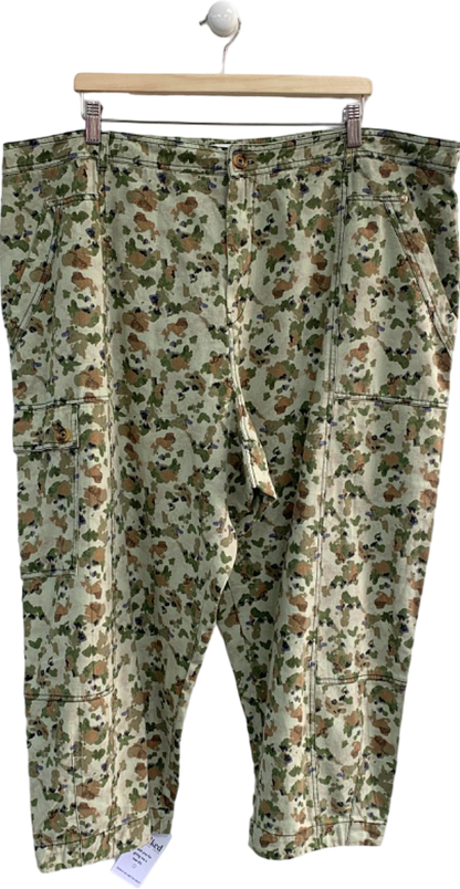 Anthropologie Green Camouflage Print Trousers UK 26W