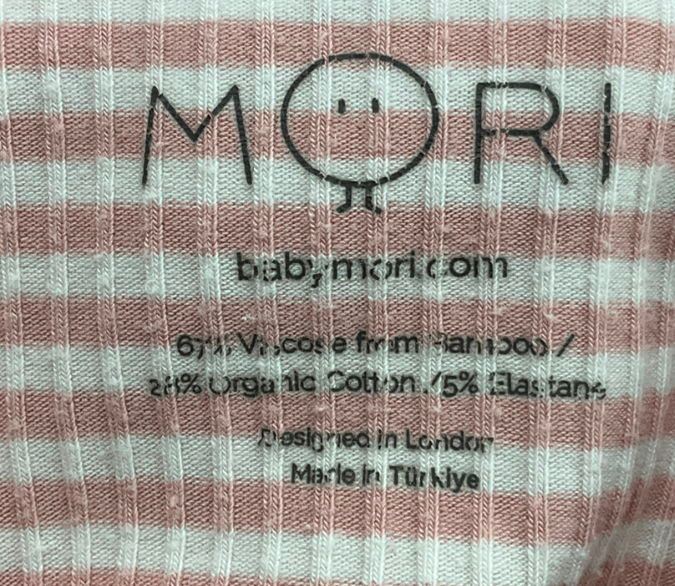 Mori Baby Pink Stripe Ribbed Clever Zip Sleepsuit 3-6 Months