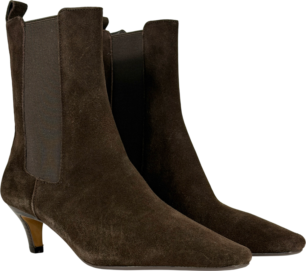 Dune Brown Odele Suede Pointed Heeled Ankle Boots UK 6 EU 39 👠