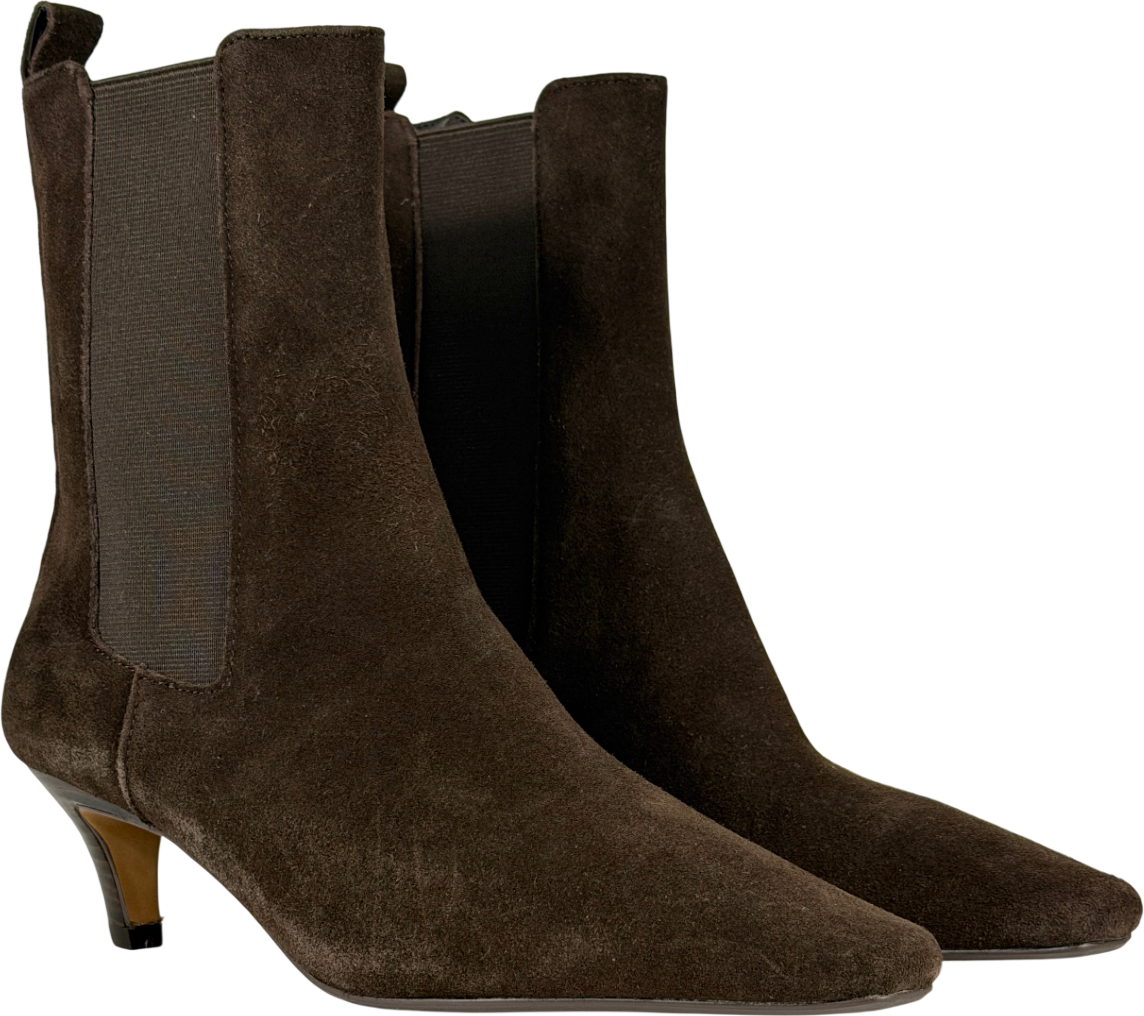 Dune Brown Odele Suede Pointed Heeled Ankle Boots UK 6 EU 39 👠