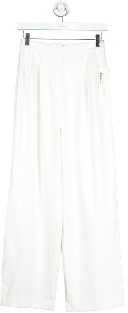 Goelia White Wide Leg Trousers UK 8