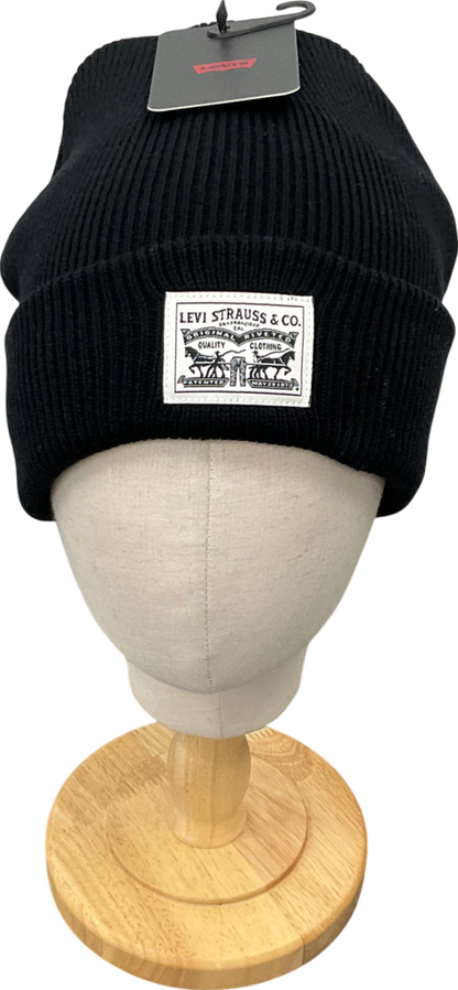 levis Black Backpatch Cotton Beanie Hat One Size