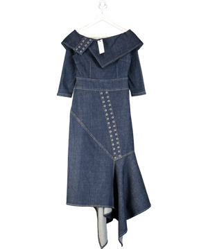 2be4A Blue Asymmetrical Denim Maxi Dress UK S