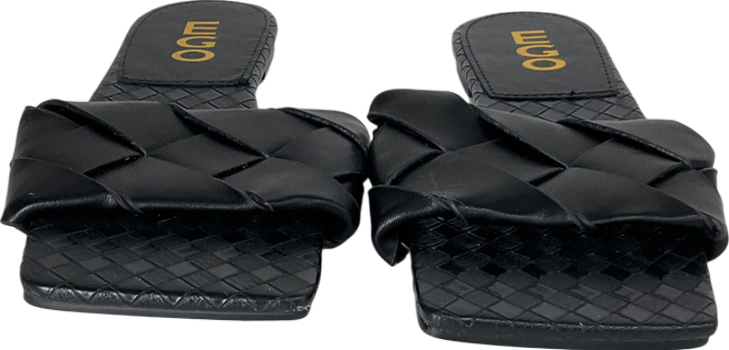 Ego Black Woven Square Toe Sandals UK 4 EU 37 👠