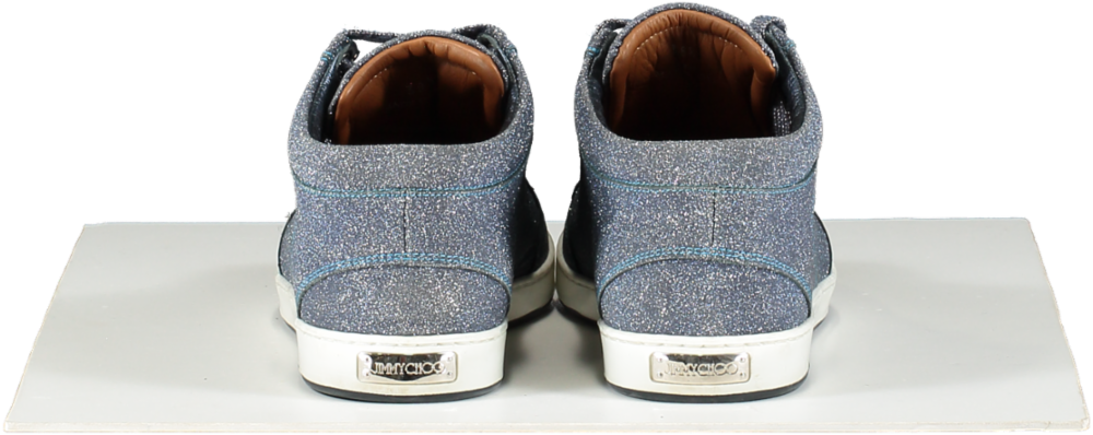 Jimmy Choo Blue Glitter High Top Trainers UK 5.5 EU 38.5 👠