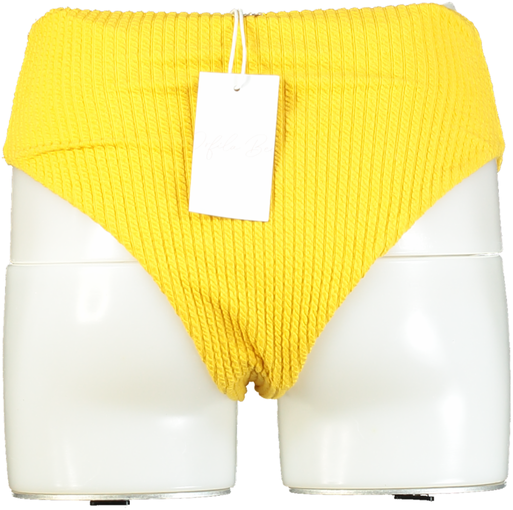 Orfila Bee Yellow High-Waisted Ribbed Bikini Bottoms UK 6