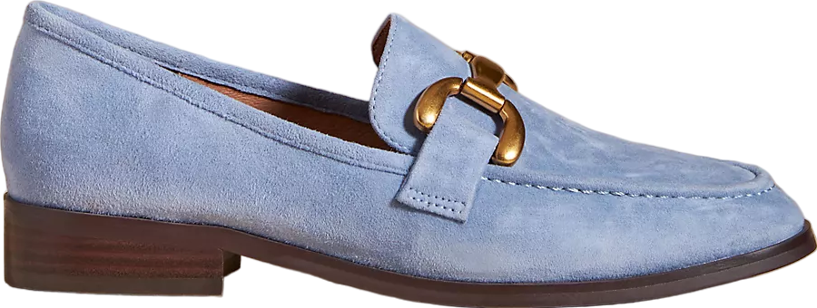 BIBI LOU Blue / Gold Buckle Detail Suede Loafers UK 5 EU 38 👠