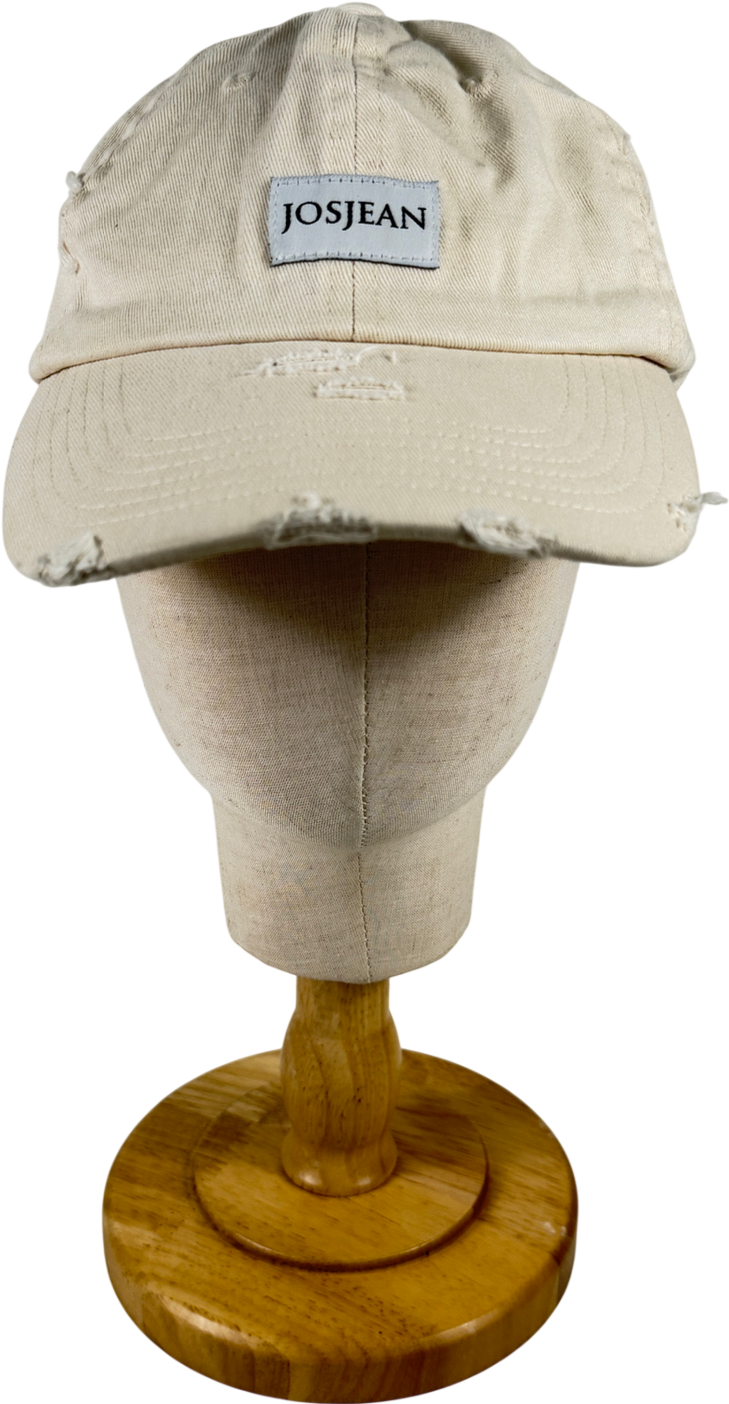 Josjean Cream Distressed Cap One Size