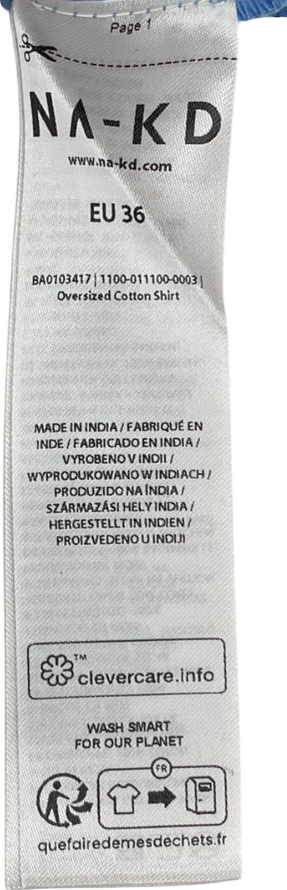 NA-KD Blue Oversized Shirt And Short Set UK 8