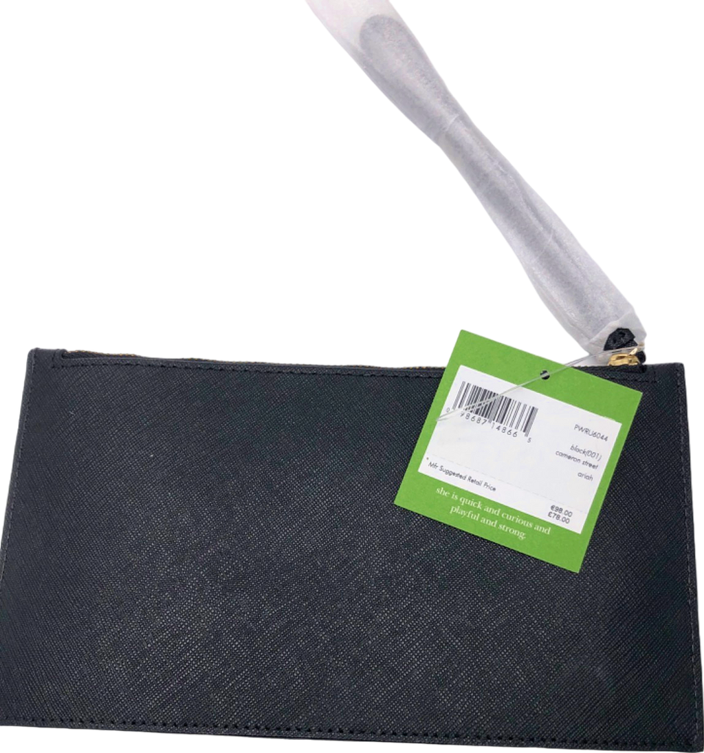 Kate Spade Black Leather Cameron Street Ariah Pouch bag with wrist strap