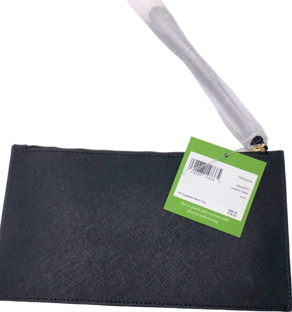 Kate Spade Black Leather Cameron Street Ariah Pouch bag with wrist strap
