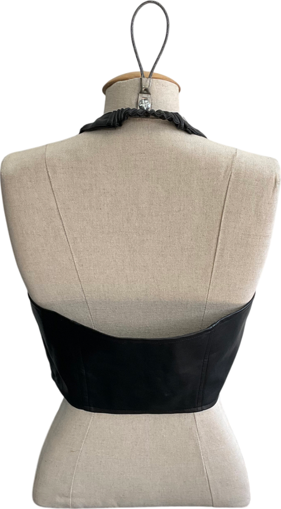 Club Exx Black Vegan Leather Rope Lace Halter Top UK L