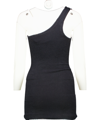 Hunza G Black Nancy One Shoulder Seersucker Dress UK XS/S