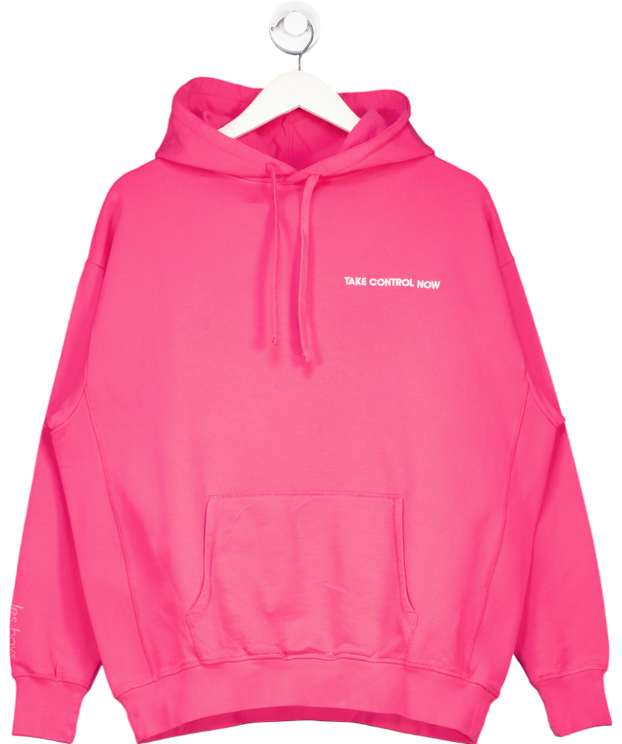 LES GIRLS LES BOYS Pink Take Control Now Loopback Hoodie UK XS