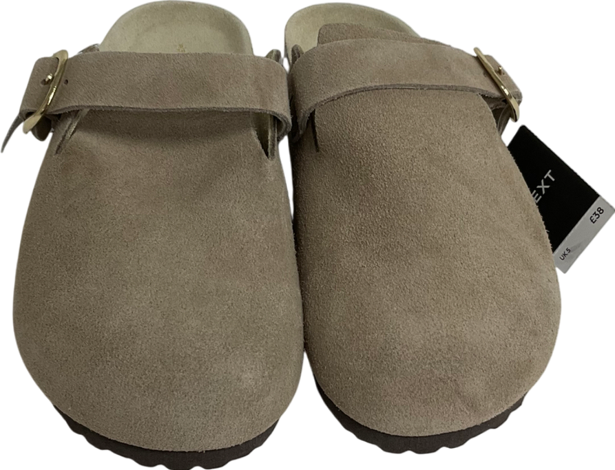 Next Beige Neutral Forever Comfort Leather Footbed Clogs UK 5 EU 38 👠