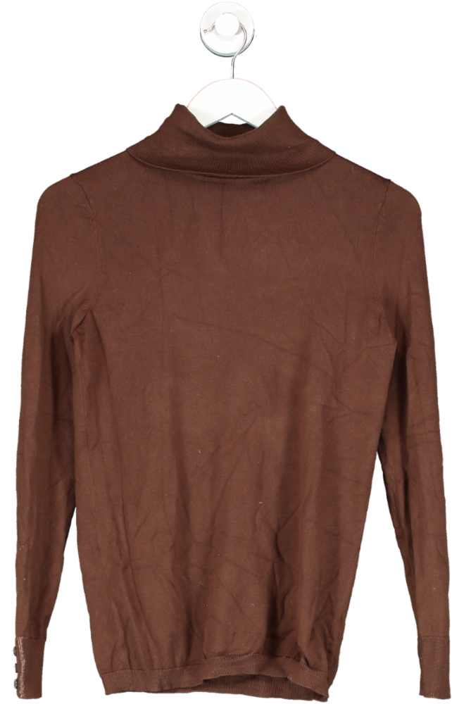 Talbots Brown Ribbed Knit Turtle Neck Top UK S