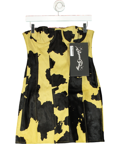 Sinead Gorey Yellow Printed Cow-hide Bustier Mini-dress UK M