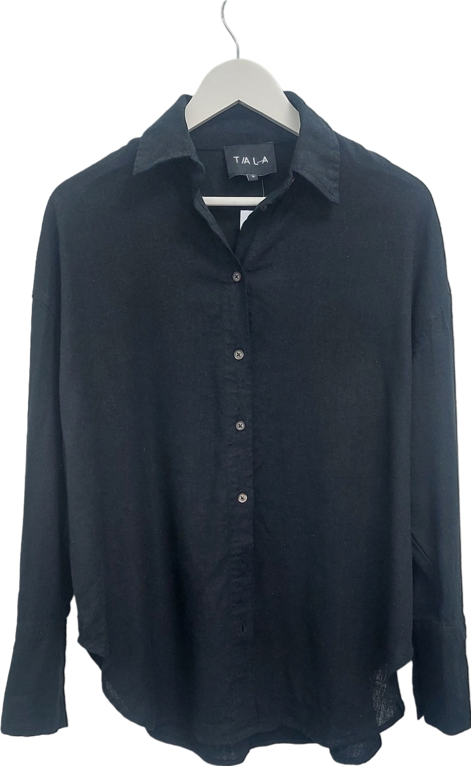 T/ALA Black The Essential Linen Shirt UK S