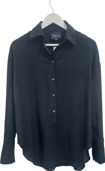 T/ALA Black The Essential Linen Shirt UK S