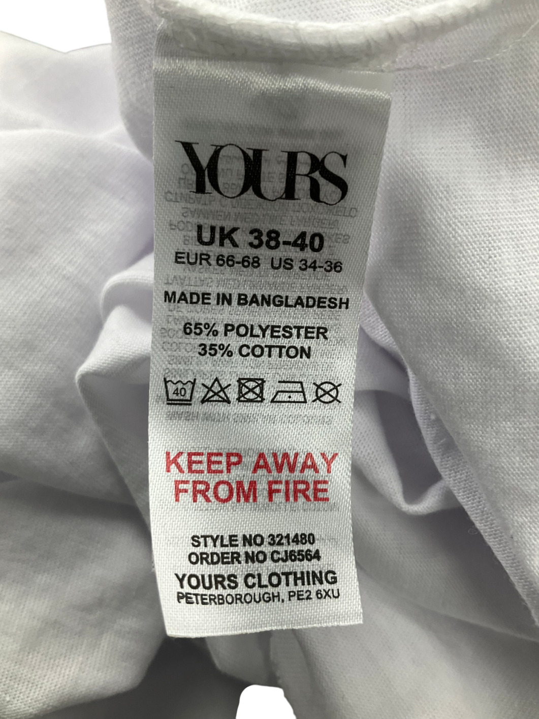 Yours White Let Yourself Free Tee UK XXXL