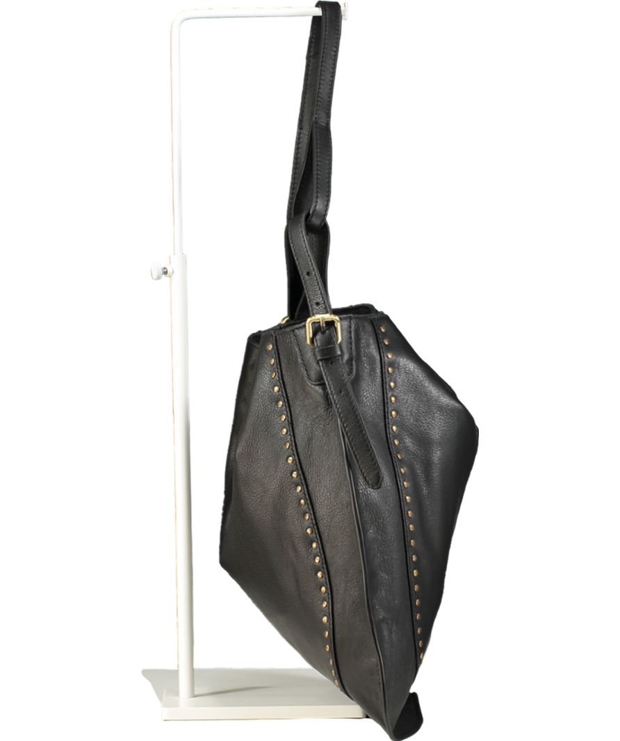 Next Black Leather Stud Shoulder Boho Bag