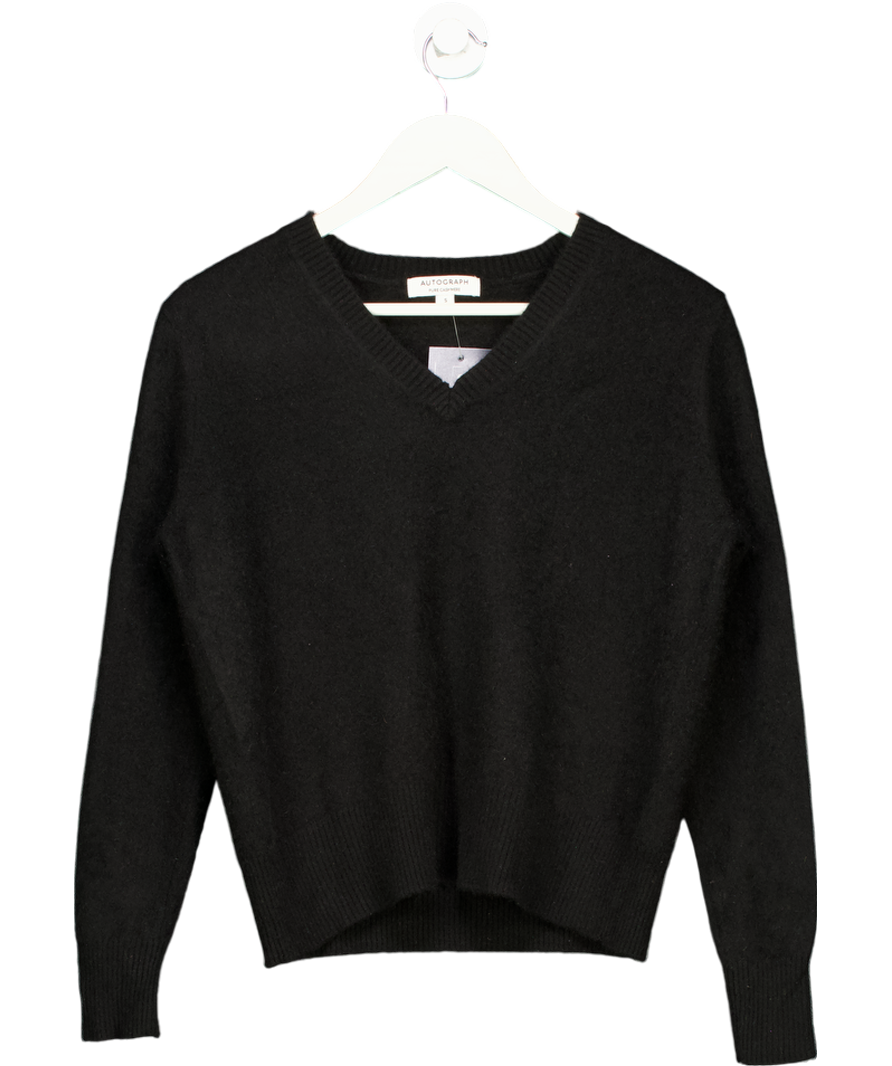 M&S Black Pure Cashmere V-neck Jumper UK S
