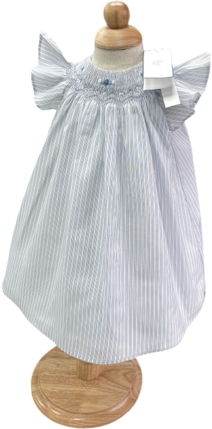 Tartine et Chocolat White Lavande Striped Embroidered Smocked Dress 6-9 Months