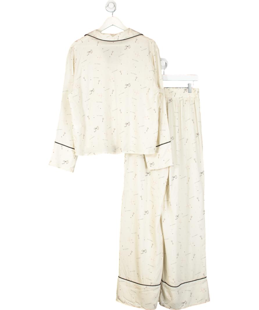 Six Stories Cream Limited Edition Long Sleeve Wide Leg Pyjama Set UK 10