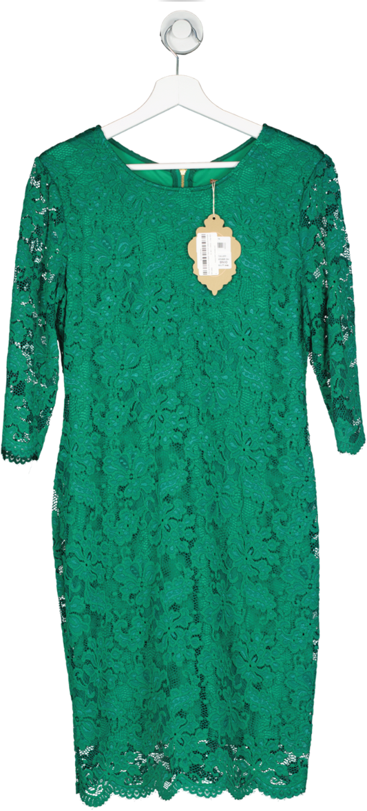 Jolie Moi Green 3/4 Sleeve Lace Dress UK 16
