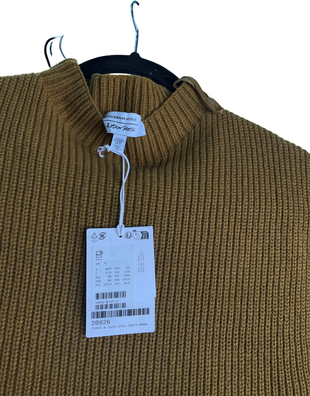 & Other Stories Mustard Rib-knit Mock-neck Vest UK XS