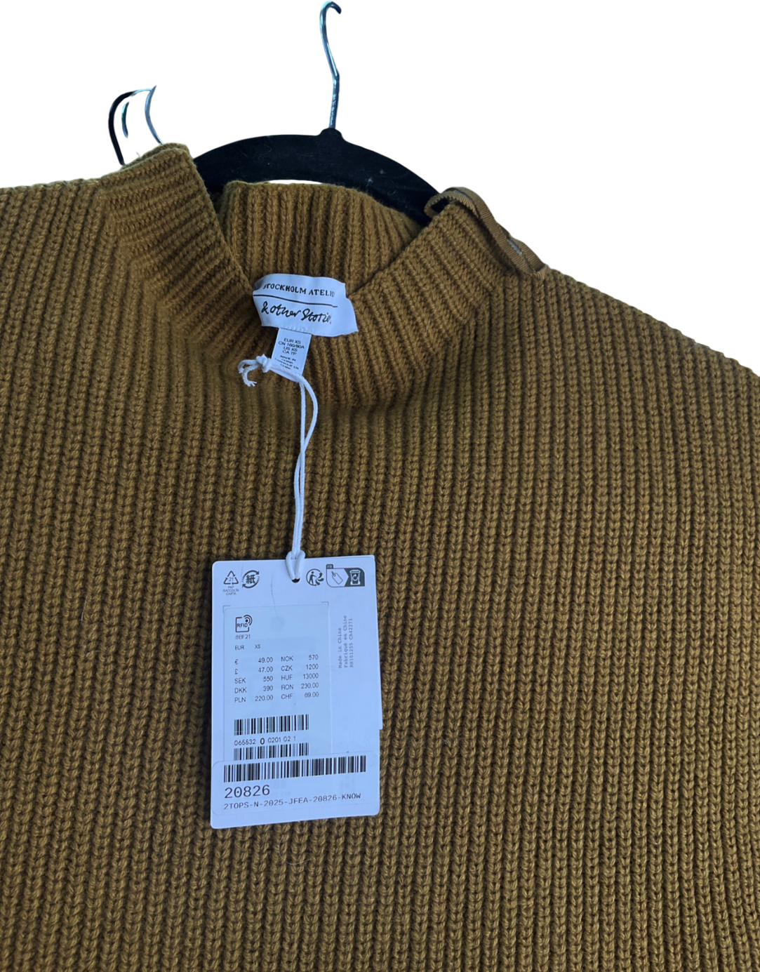 & Other Stories Mustard Rib-knit Mock-neck Vest UK XS