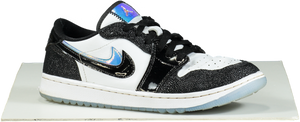 Nike Black and White Air Jordan 1 Low Golf Shoes UK 7.5