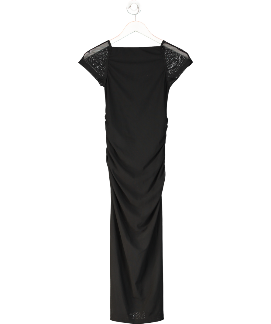 Rouje Black Mesh Short-sleeve Midi Dress Fr36 UK 8