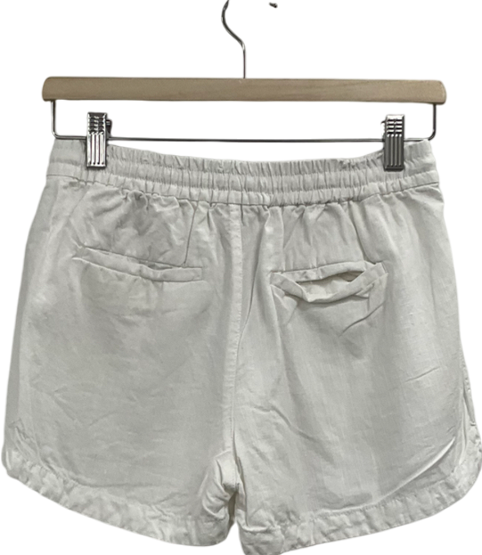 j,crew White Linen-cotton Drawstring Short UK XXS