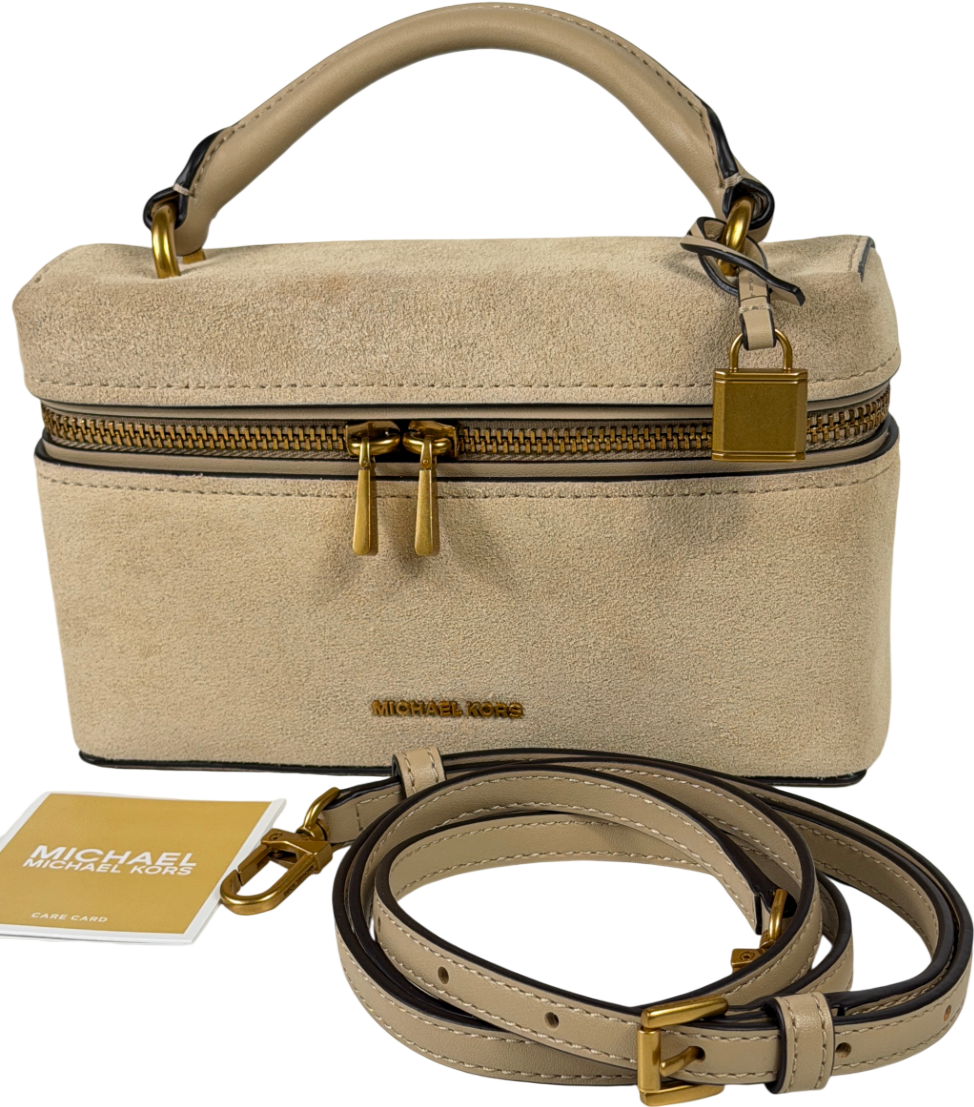 MICHAEL KORS Beige Suede Jana Extra-small Leather Convertible Crossbody Bag