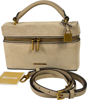 MICHAEL KORS Beige Suede Jana Extra-small Leather Convertible Crossbody Bag
