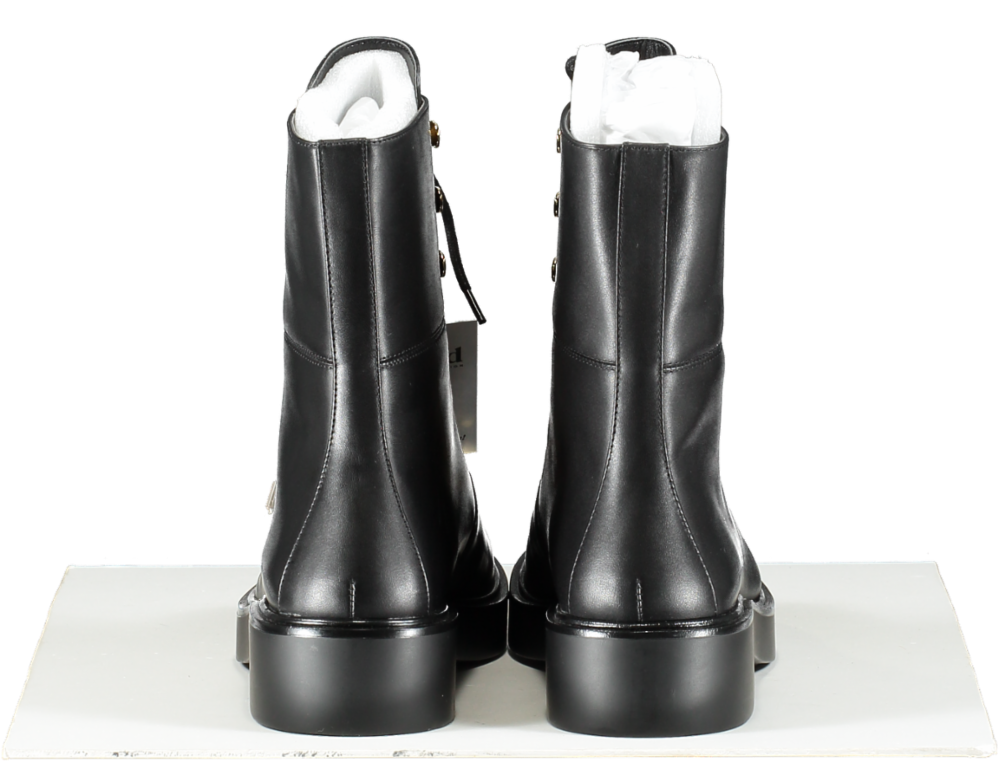 Stuart Weitzman Black Leather Combat Boots UK 5.5 EU 38.5 👠