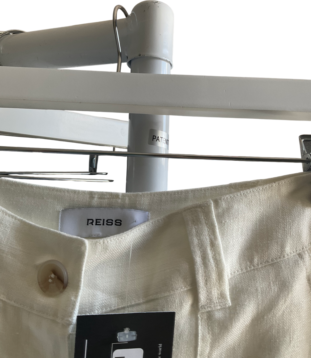 REISS White Demi Wide Leg Linen trousers UK XS/S