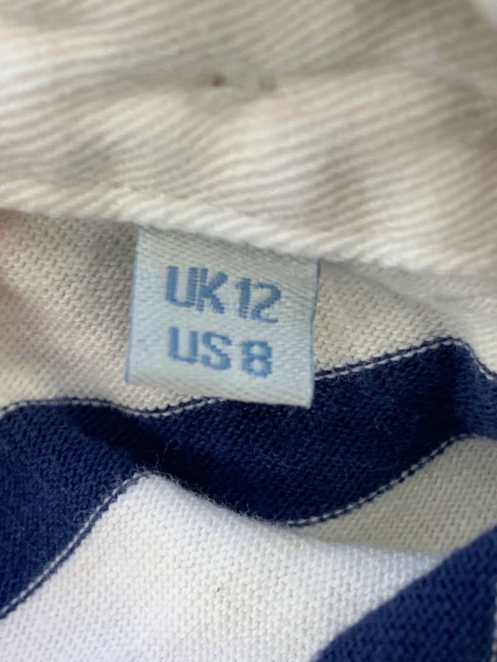 Boden Navy Blue and White Stripe Dress UK 12