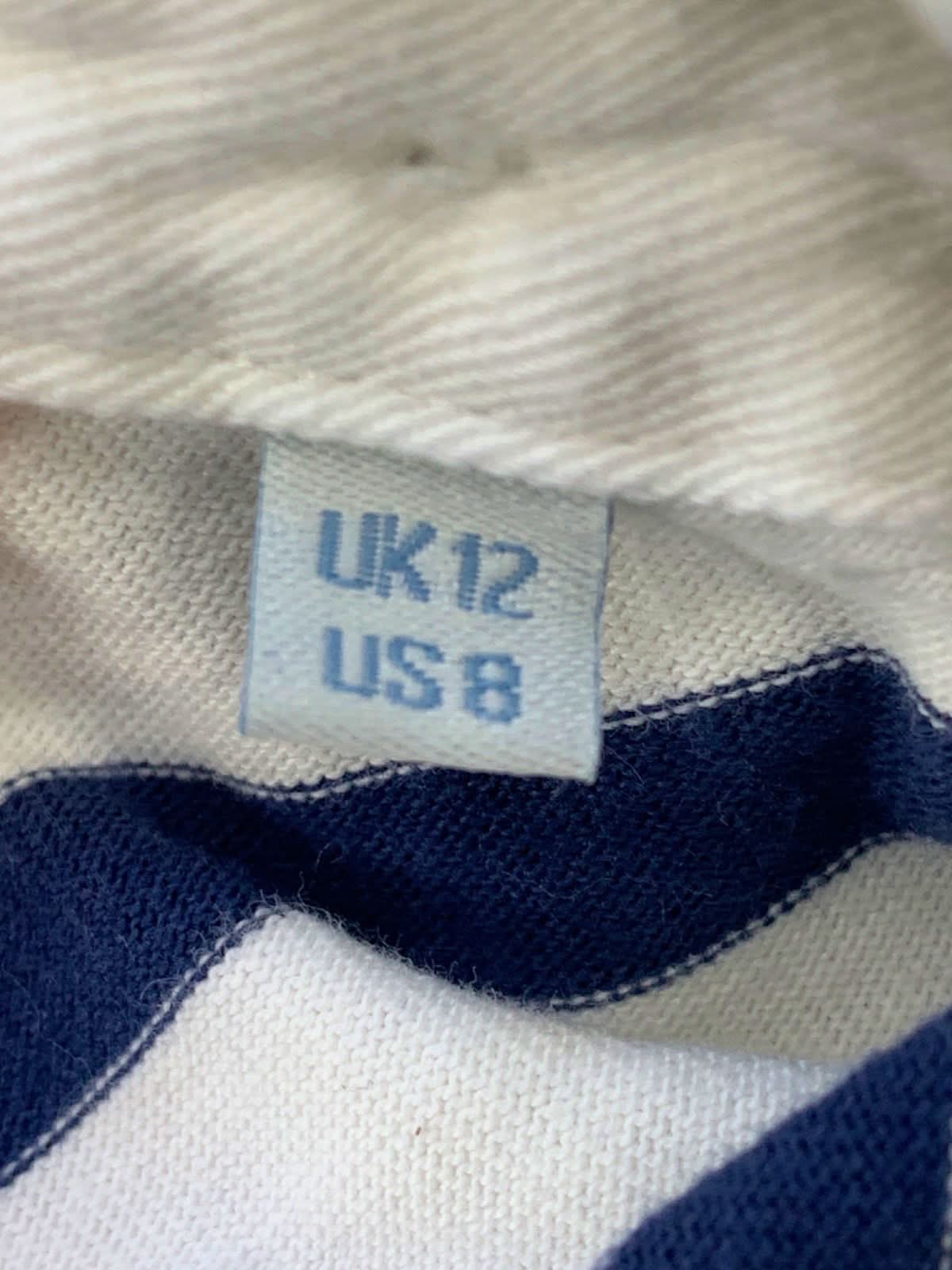 Boden Navy Blue and White Stripe Dress UK 12