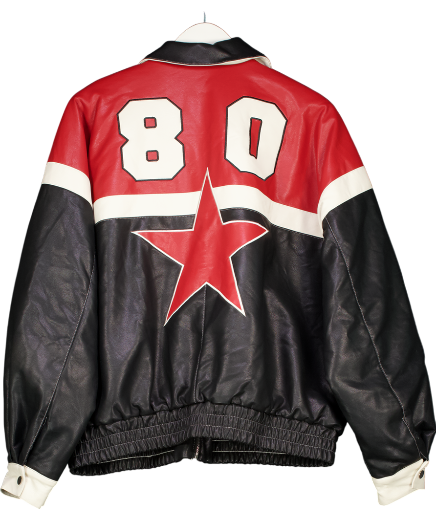 Edikted Black North Star Faux Leather Jacket UK M