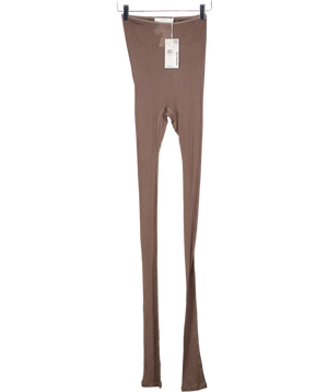 MANGO Home Taupe Brown Seamless Wool Blend Ribbed Leggings UK S