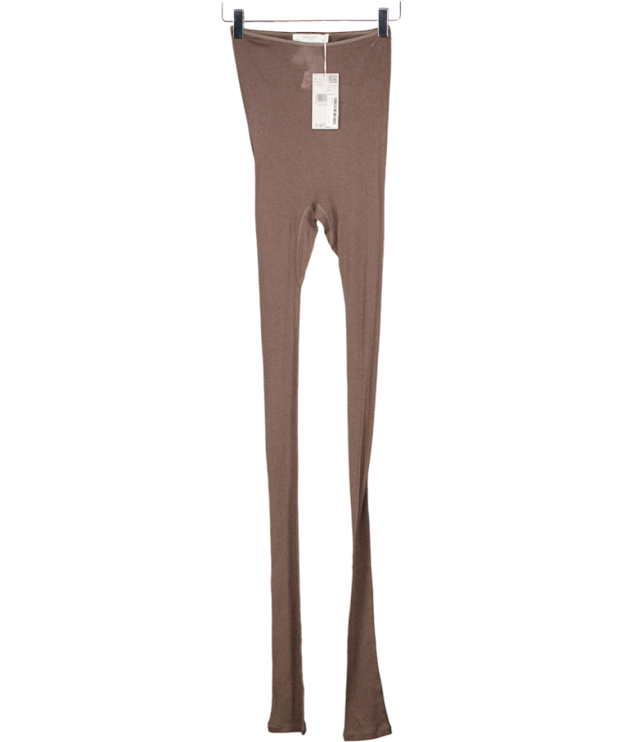 MANGO Home Taupe Brown Seamless Wool Blend Ribbed Leggings UK S
