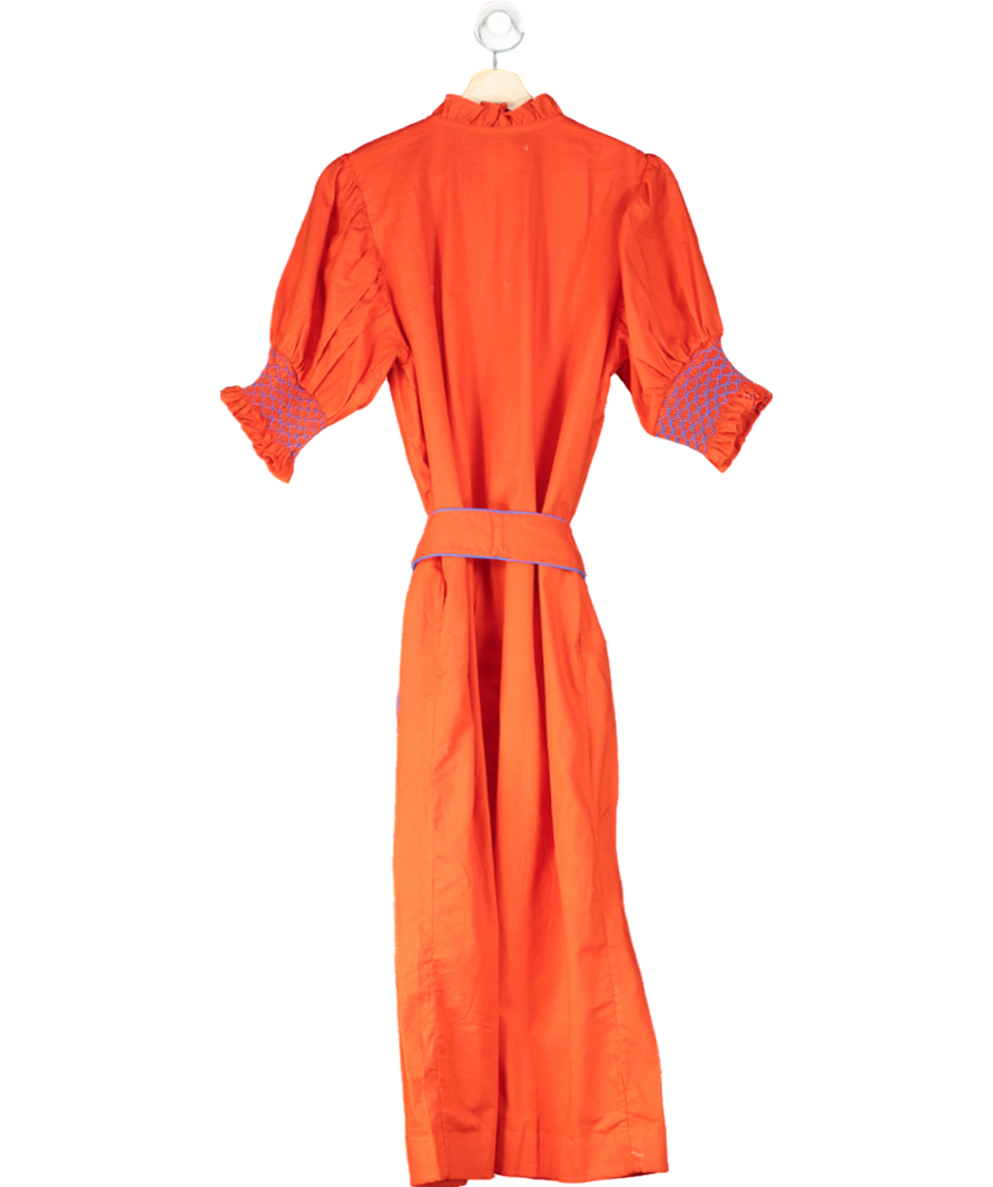 Dondolo Red Red/ Boue Smocked Midi Dress UK S