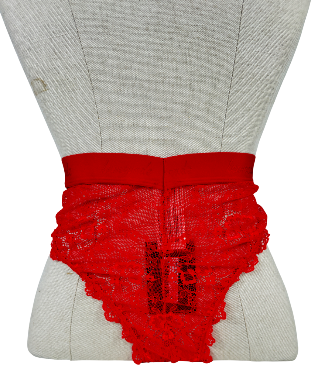Lemonade Red Signature Lace V Brazilian Briefs UK 20