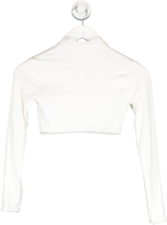 Verity Anne White High Neck Long Sleeve Crop Top UK S