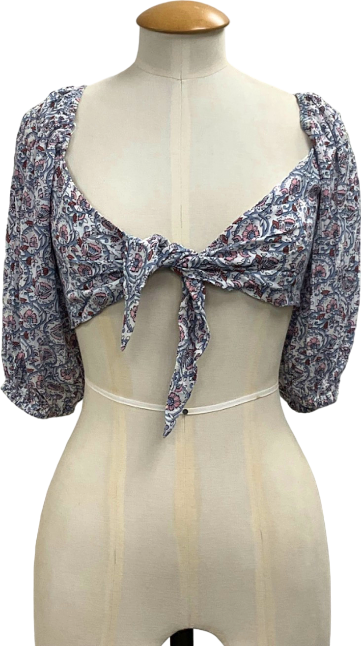 MINKPINK Multicolour Paisley Tie Front Crop Top UK XS