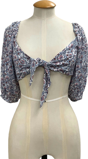 MINKPINK Multicolour Paisley Tie Front Crop Top UK XS