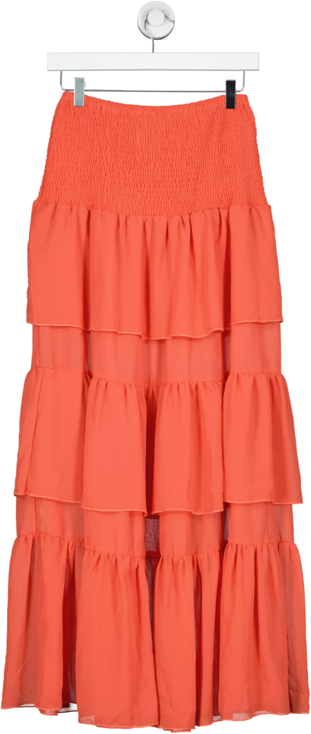 In The Style Orange Tiered Maxi Skirt UK 10