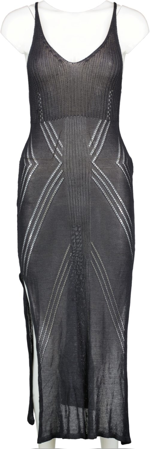Flook The Label Black Fine Crochet Maxi Dress UK XS/S